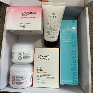Paula’s choice Vit C serum, avant, briogeo, touch in sol, tula skincare Bundle